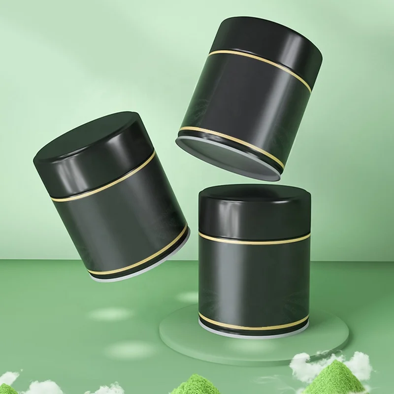 Hot sale metal packaging container food grade beautiful small eco friendly airtight empty matcha white round tea tin can boxes