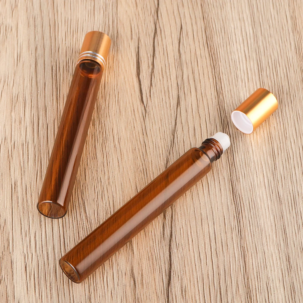 Wholesale Cylinder 1ML 5ml 10ml Mini Serum Perfume Oil Roll Glass Empty Bottle With Roller Ball