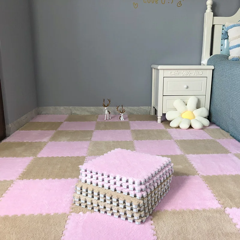2024 Carpet Floor Rug Plush Foam Mat EVA Baby Crawling Soft Warm Carpet Puzzle Mat Washable Soft Mat