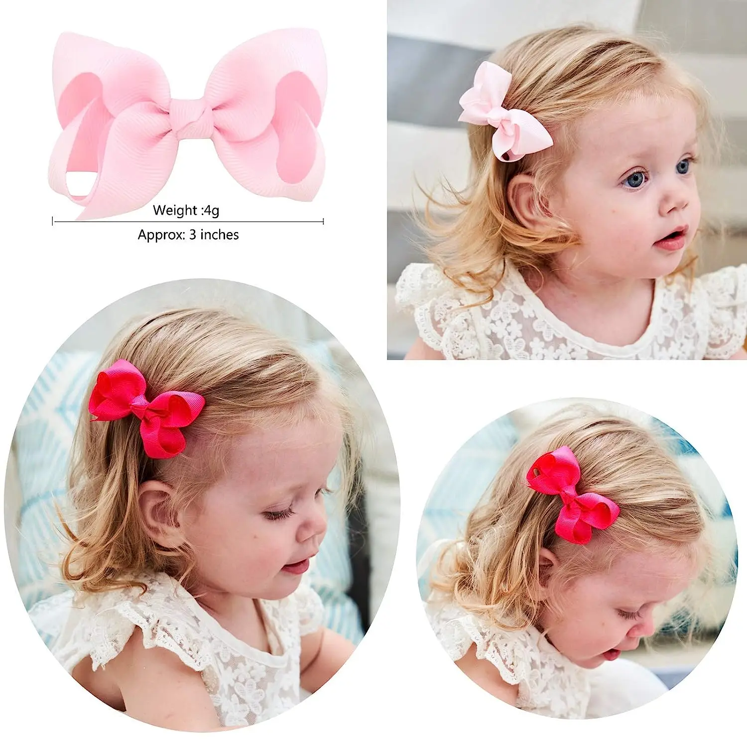 40PCS 3Inch Hair Bows for Girls Grosgrain Ribbon Toddler Hair Accessories with Alligator Clips for Toddlers Baby Girls Kids