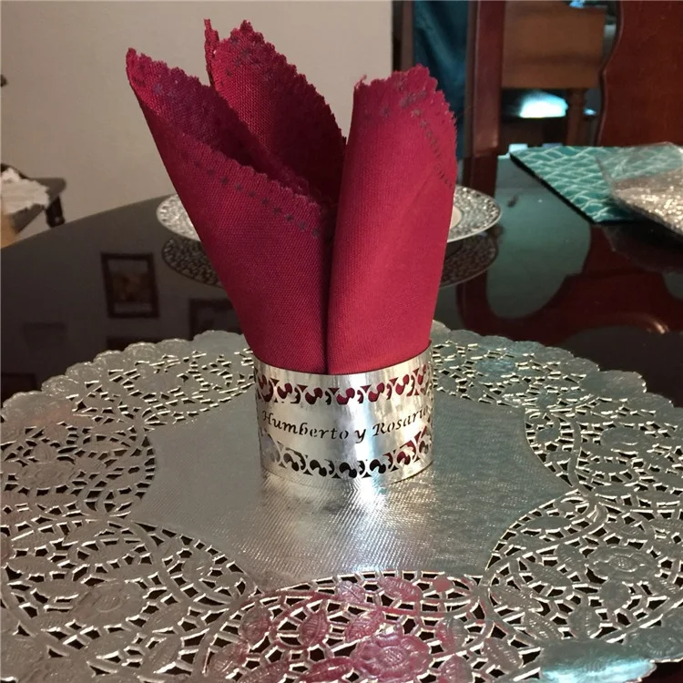 Wedding centerpieces laser cut custom paper filigree napkin rings