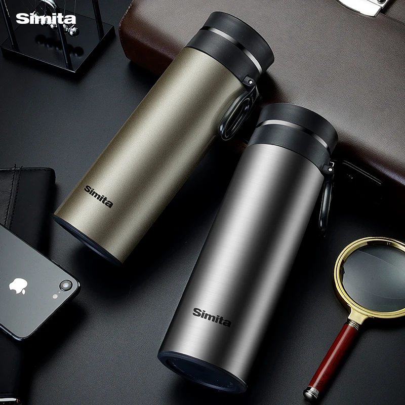 
SIMITA Double Wall 18/8 Stainless Steel Water Bottle Independent Filter Tea Separated Thermos Vacuum Flask for Gift Business 