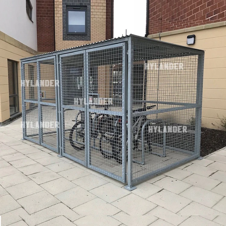 Mesh cycle locker lockable metal storage security cage for bike