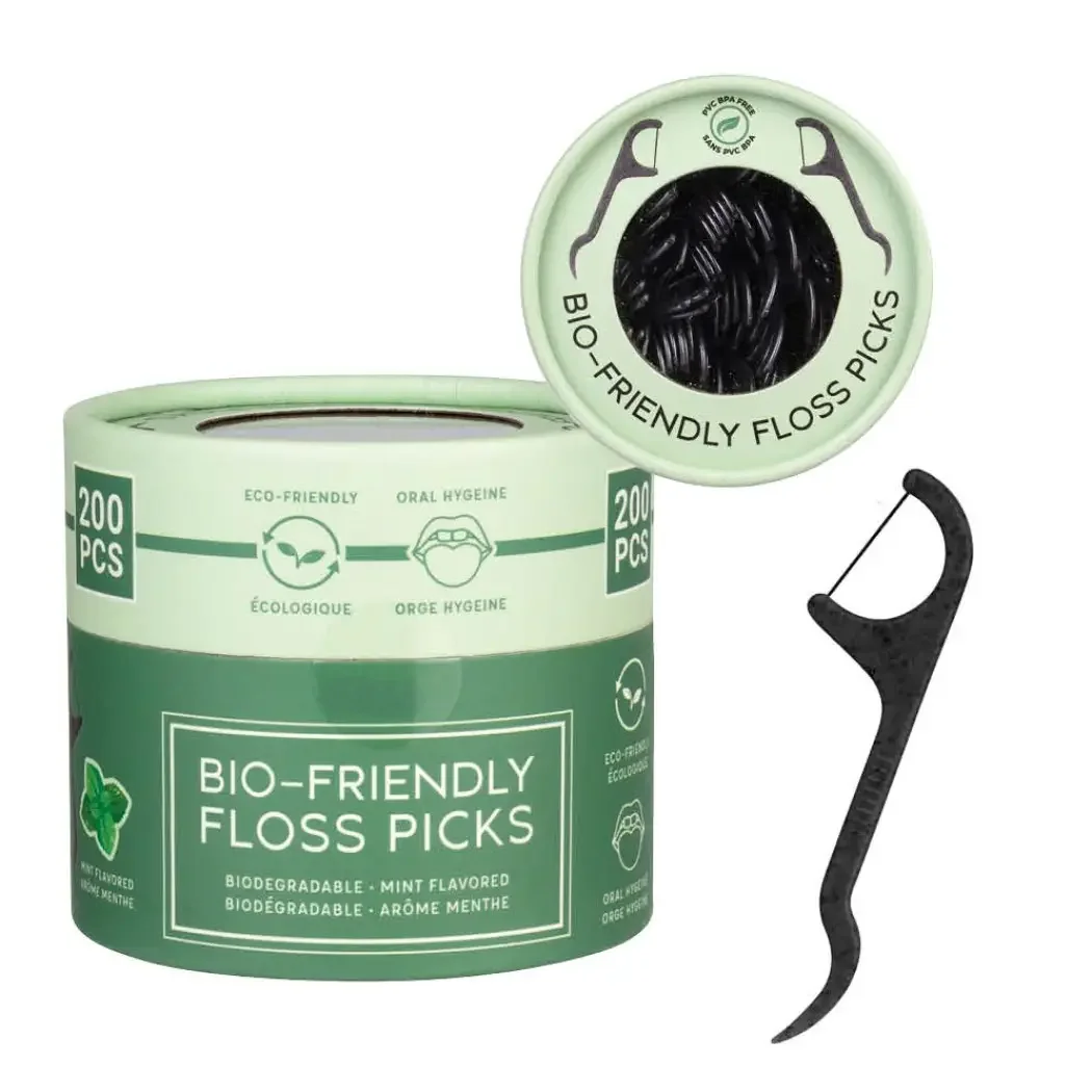New custom packaging design dental floss picks toothpicks adults mint  eco-friendly material bamboo charcoal Protect oral health