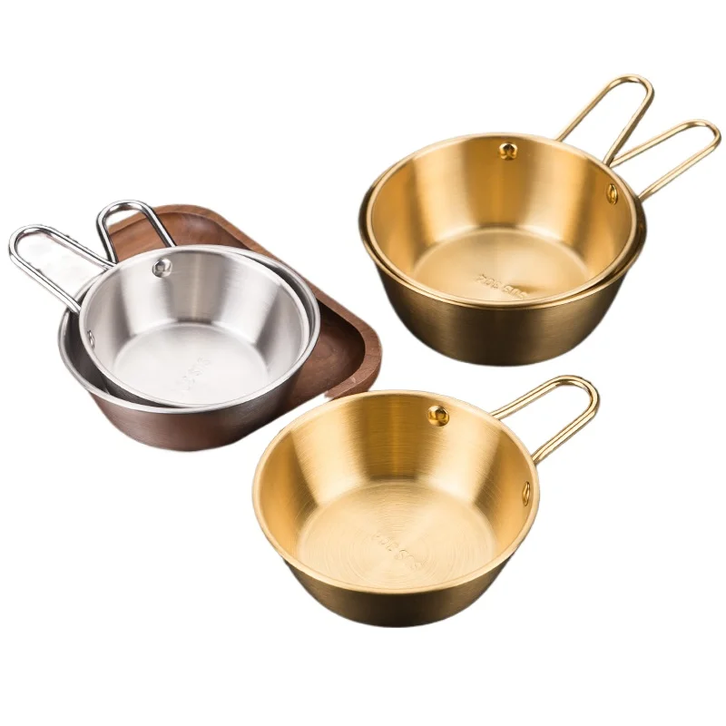 Korean Style 201 Stainless Steel Camping Outdoor Korean Style 304 Stainless Steel Rice Wine Bowl Cooking Sauce Bowl With Handle