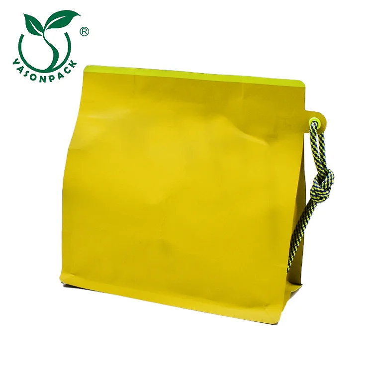 Пользовательский принт, крафтовые компостируемые пустые кофейные пакеты с плоским дном с клапаном и молнией для упаковки кофейных зерен/чая