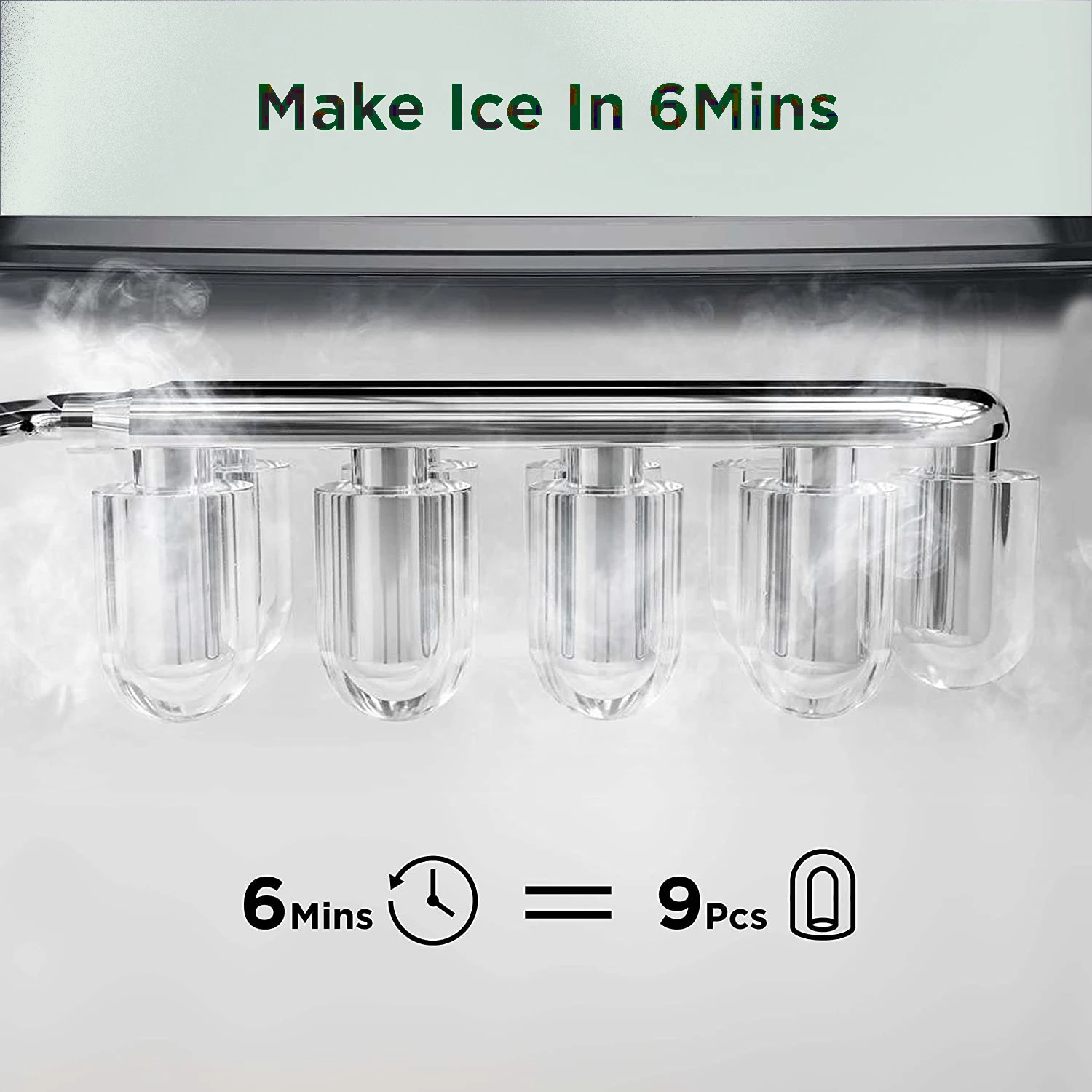 Машина для изготовления кубиков льда IC1209 Aquart, Настольная мини-машина для приготовления кубиков льда, 12 кг, 6-8 минут самоочистки, с ковшом для льда и корзиной