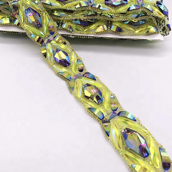 Wholesale DIY Decoration Adhesive Crystal Strass Mesh Hot Fix Rhinestone Trimming Turquoise for Garment and Shoe