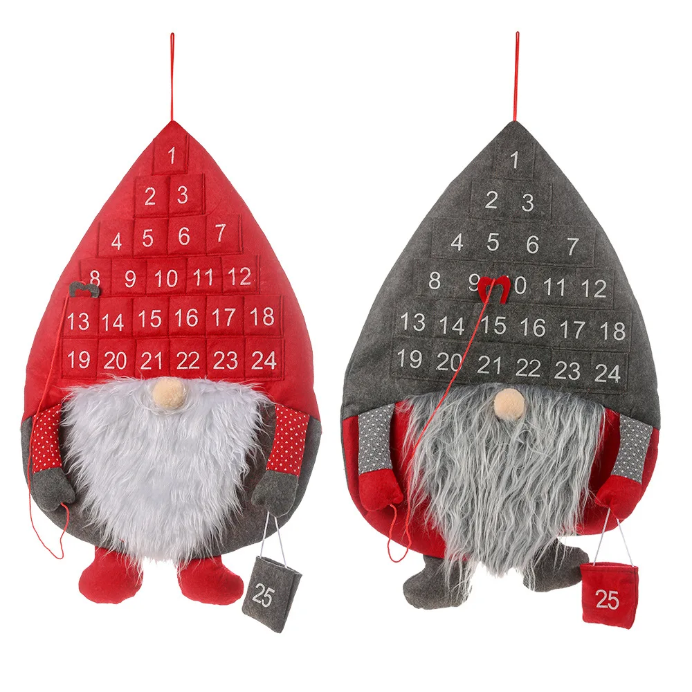 Christmas 24 Pockets Forest Old Man Wall Hanging Calendar Rudolph Doll Felt Countdown Calendar Creative Reusable Family  Pendant