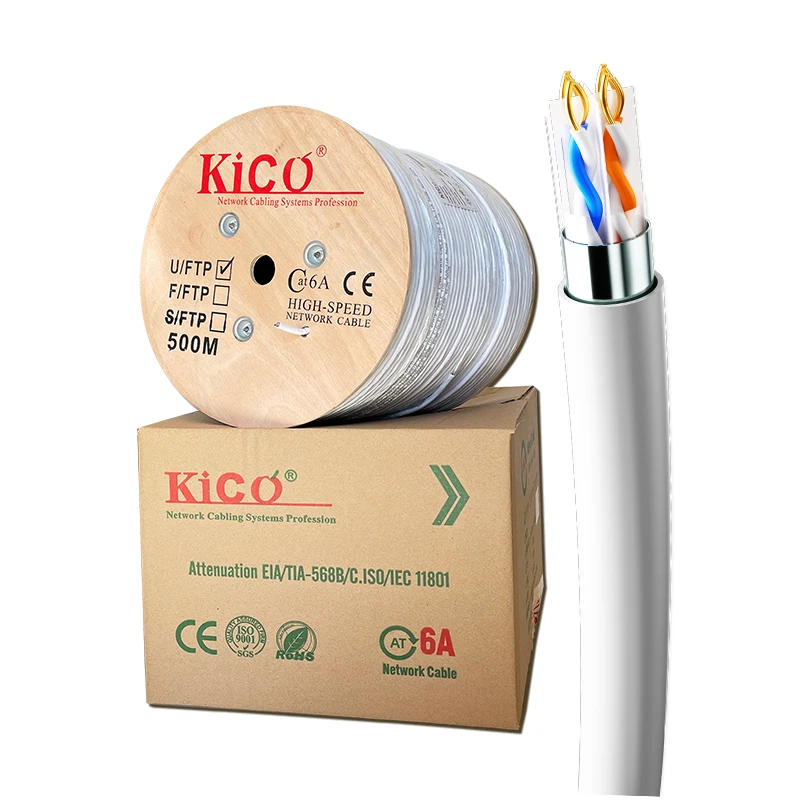 KICO High Speed LZSH 10G Indoor Ethernet Cat6a Network Lan Cable U/FTP cca 23AWG 500m Low Price cable Manufacturer