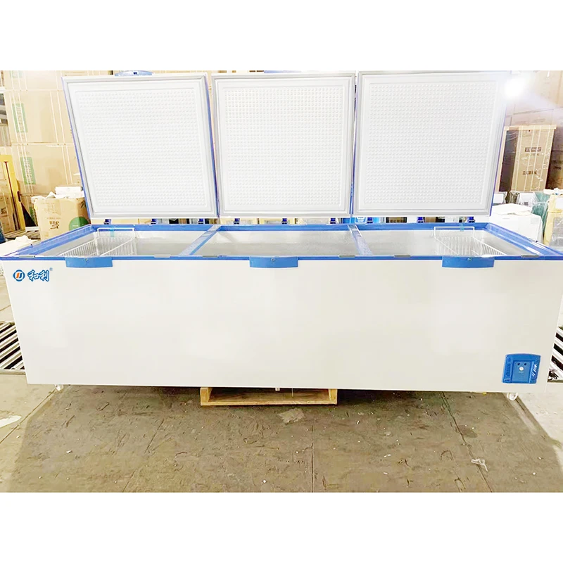 1550L Three Doors Cryogenic Freezer for Supermarket Vegetables and Meats