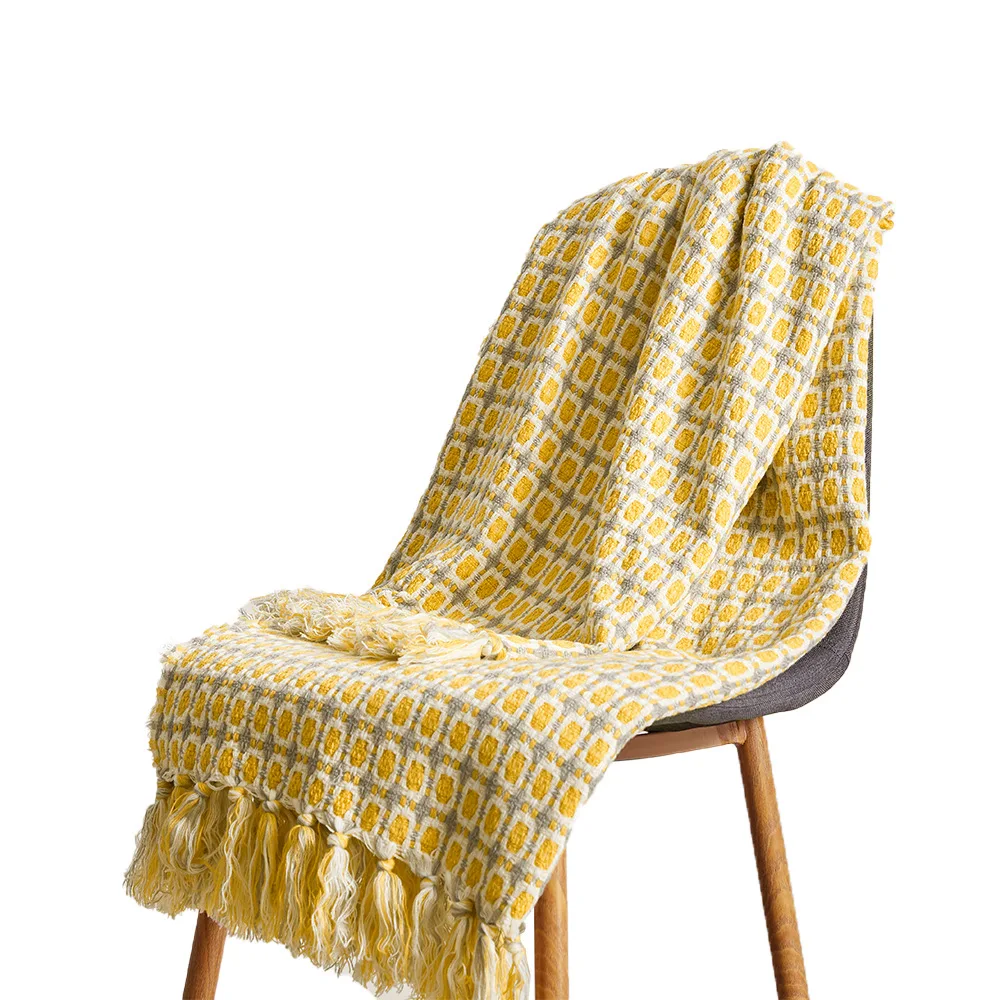 Wholesale Luxury Throw Blanket Woven Knit Blanket Decorative Blanket with Tassels for Bed Sofa
