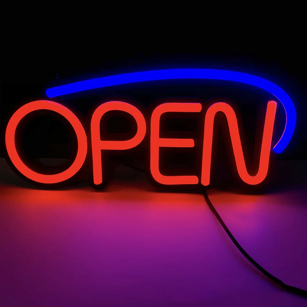 Neon Sign OPEN, LED business open sign advertisement board Electric Display Sign, Two Modes Flashing & Steady light