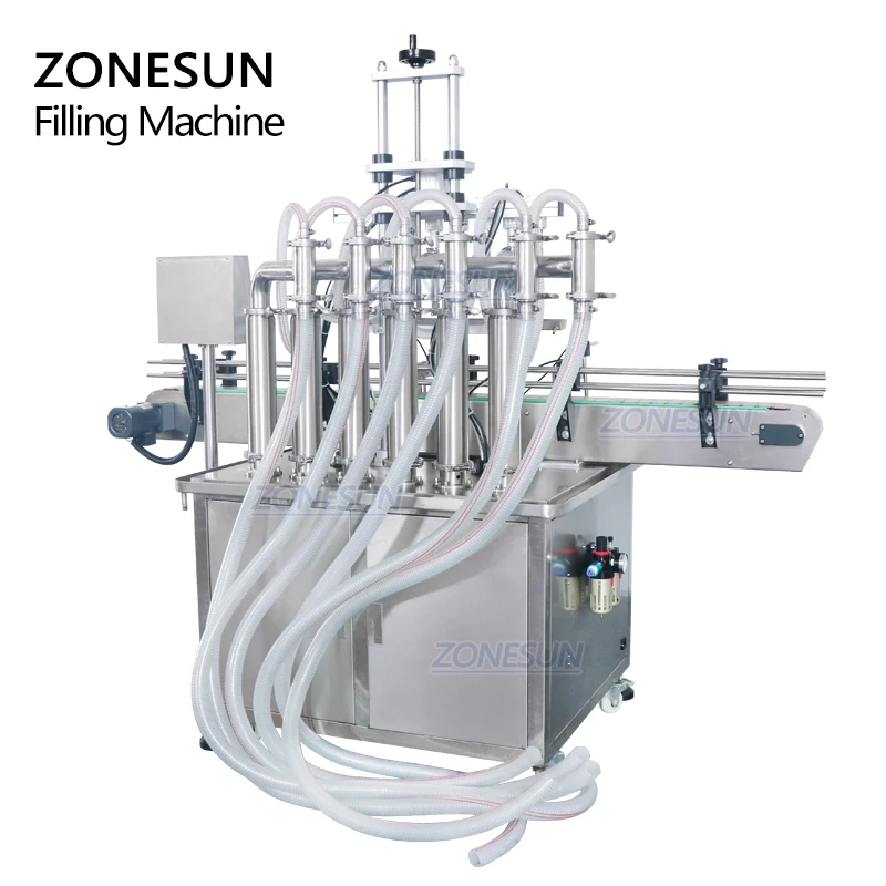  ZONESUN автоматическое устройство для наполнения водой сока напитков дезинфицирующее средство рук 6 насадок машина ПЭТ пластиковыми стеклянными бутылками жидкостью и