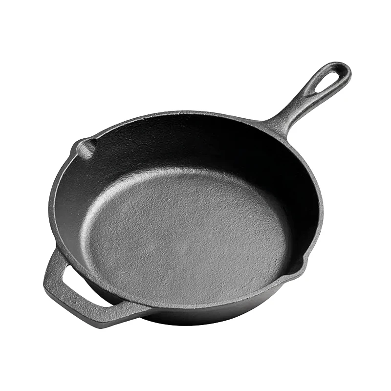 Black Round Non-Stick Cast Iron Pan Skillet Vegetable Oil Black Fry Pan Skillet With Cast Iron Handle