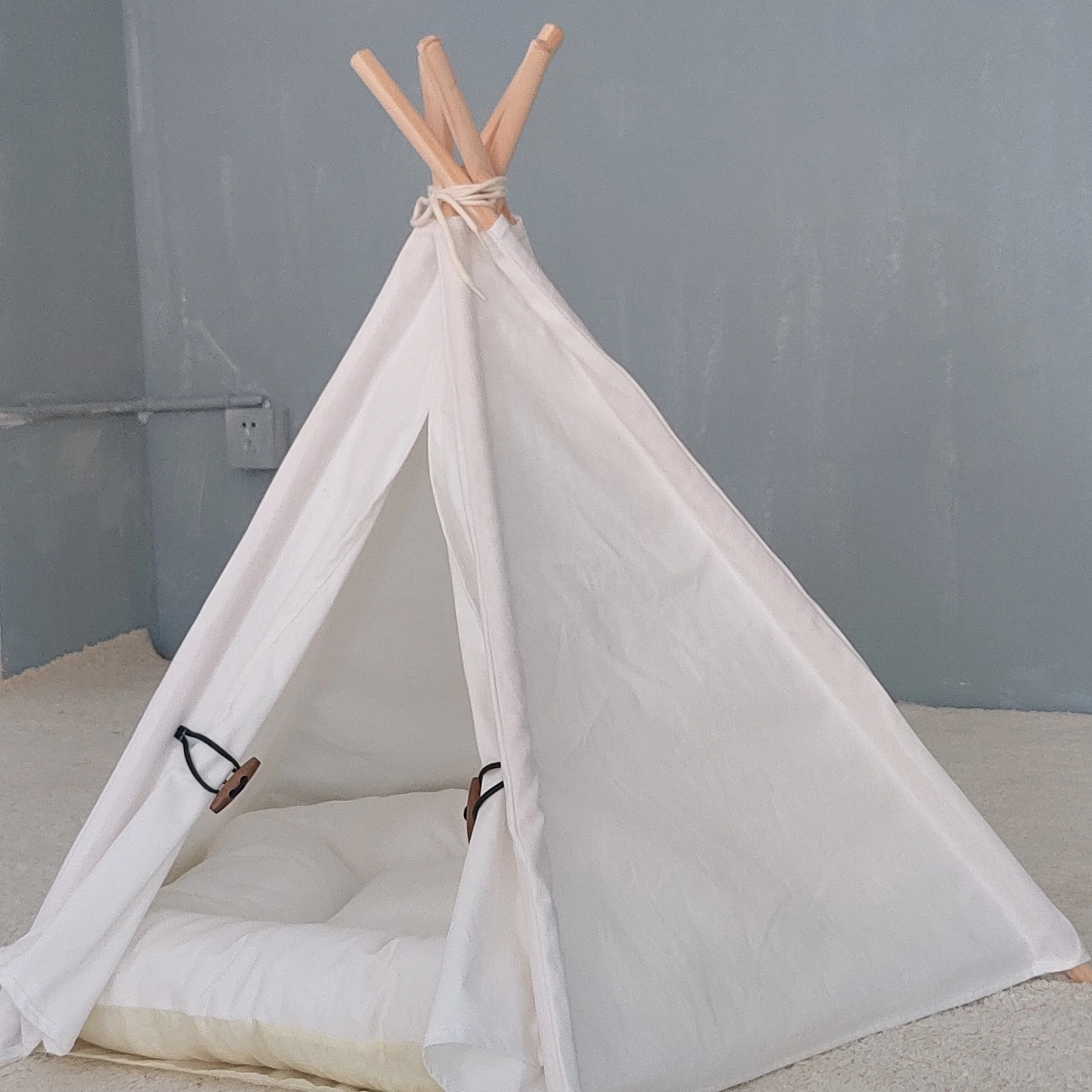 Pet Cat Dog Rabbit Teepee with Cushion,Portable Puppy Small Animals Bed Teepee Tent
