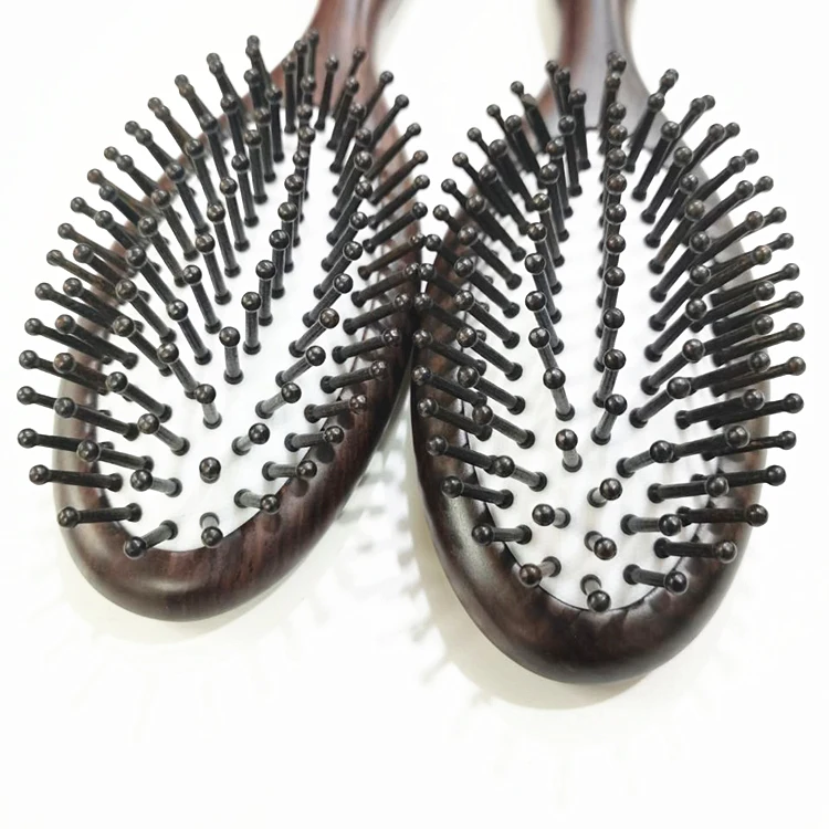 Antique luxury ebony airbag  health care massage carvings handle hair brush with custom private label