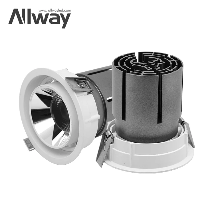 Antiglare High Brightness Lumen COB Hotel Supermarket Down Ceiling Lamp Recessed 30W Grille Light