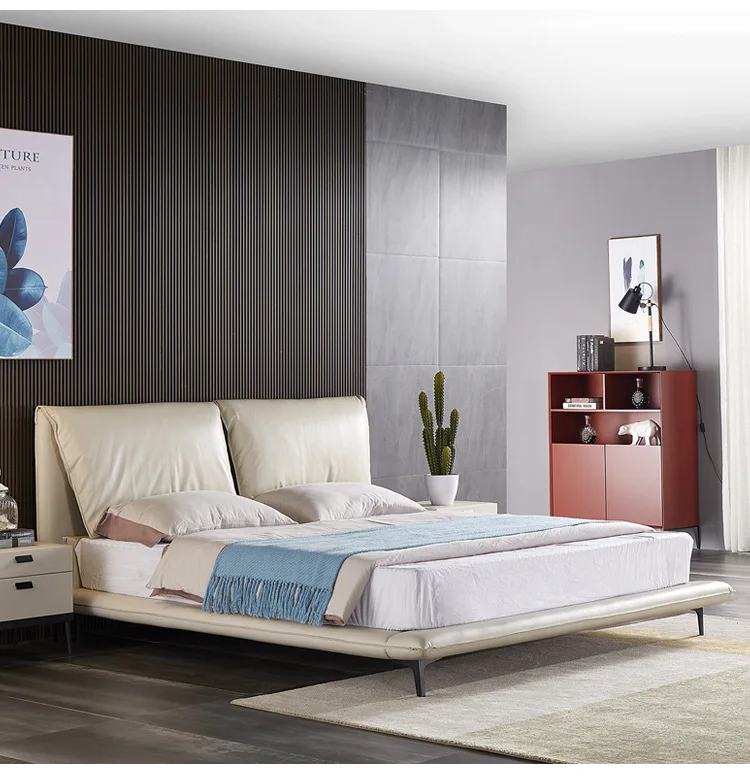 Internet celebrity bedroom furniture Big ears back software hotel double bed