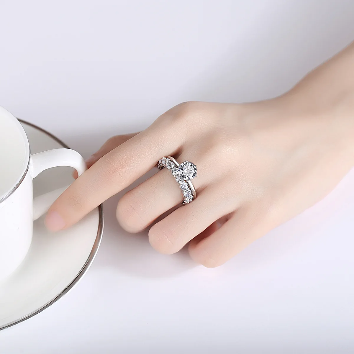 wholesale stackable 925 sterling silver moissanite wedding ring