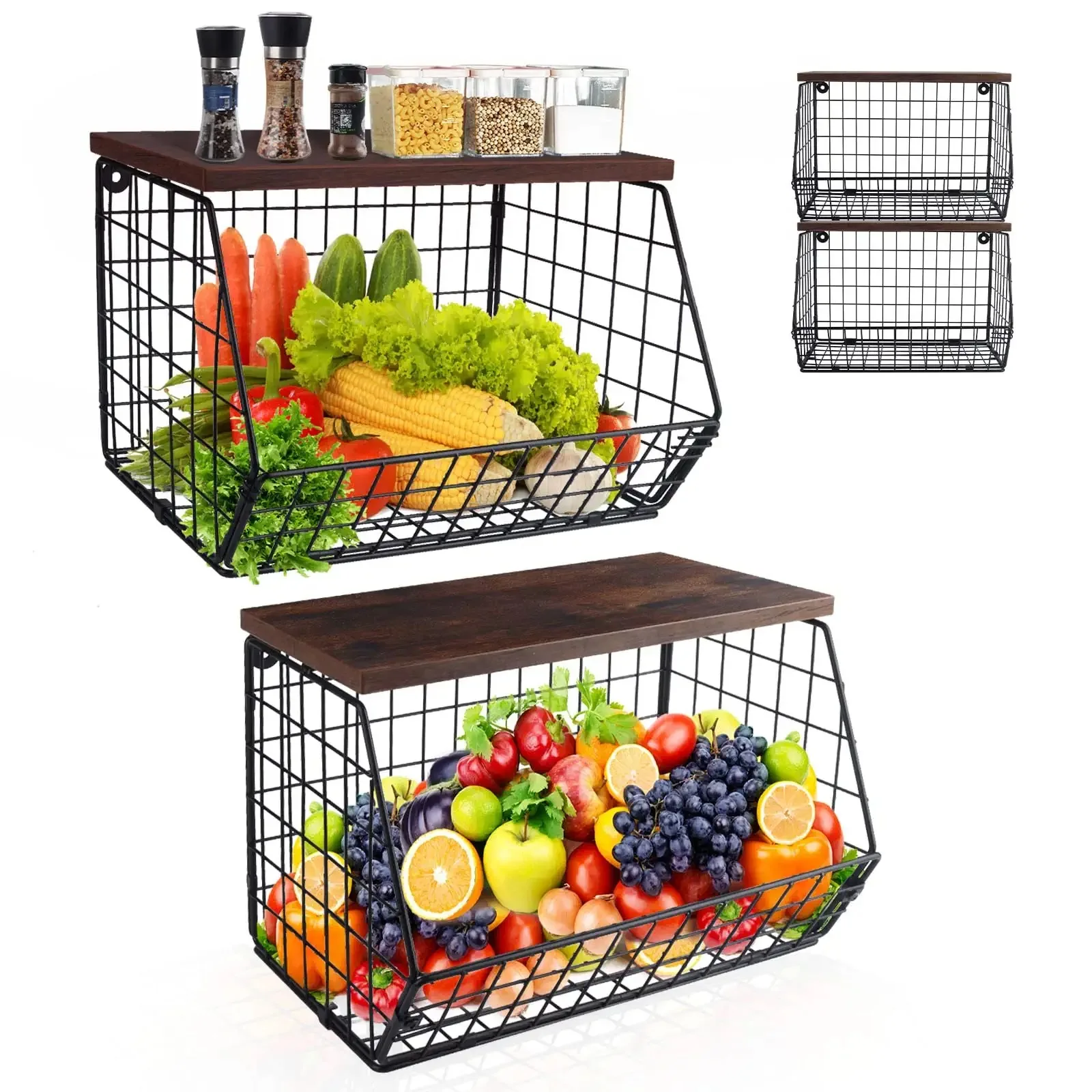 New Style 2023 Kitchen Countertop Fruit Basket Metal Fruit Snack Storage Rack Wire Mesh Fruit Basket