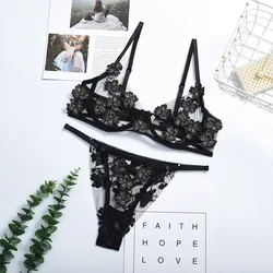 ZZYUP Quality 13 Color Flower See Through Bridal Lingerie Set