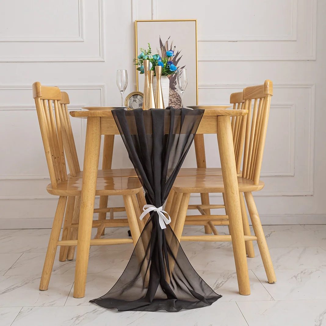 Шелковистая шифоновая настольная дорожка 27x120 дюймов для свадебного декора, богемная вечеринка, девичник для невесты, украшения для стола для будущей мамы