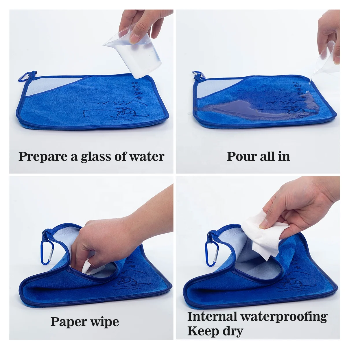 Custom Wholesale Outdoor Personalized Logo Microfiber Fishing Hand Towel for Quick Drying Rod Lure & Bait Cleanliness with Hook