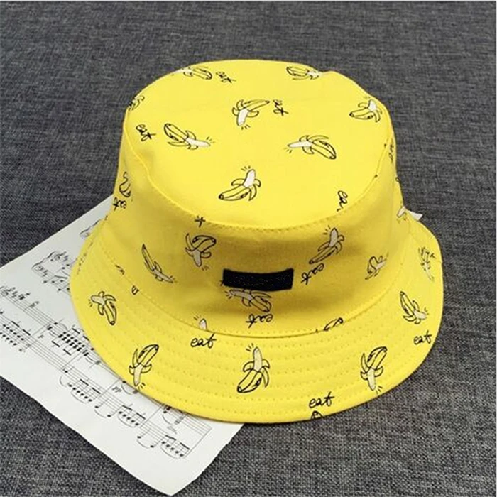 Custom Color Bucket Cap Hat Unisex Banana Cheese Bob Caps Hiphop Hat Fashion Floral Pattern Bucket Hat