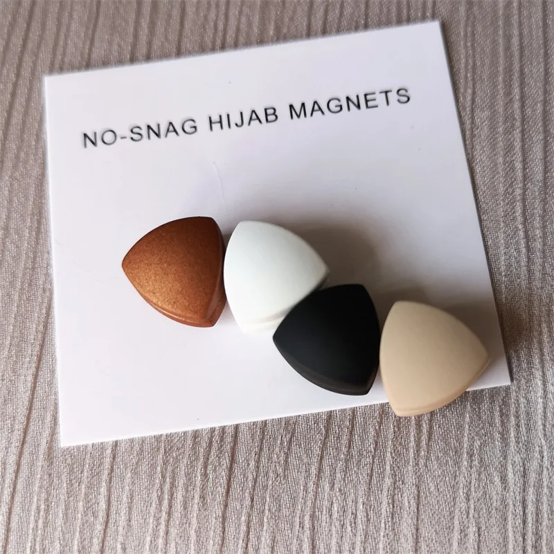Factory wholesale custom many colors safety scarf triangle shape hijab accessories pins muslim magnets brooch magnetic hijab pin