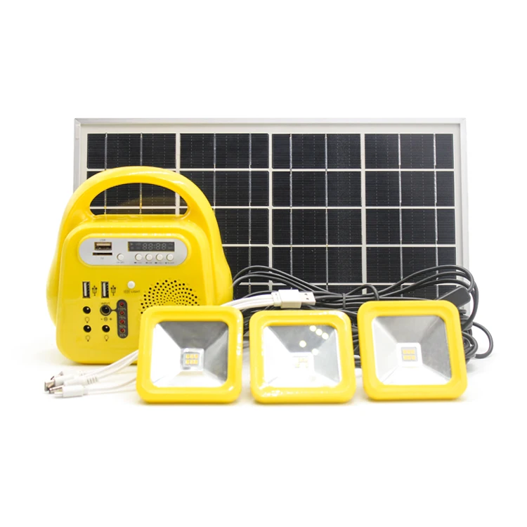Portable 12W solar panel system with DC and 5V USB output in 12000mAh power bank capacity for indoor and outdoor