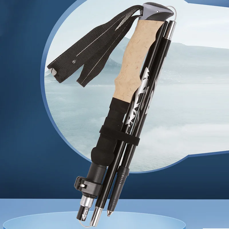 7075 Aluminum Alloy Adjustable Lightweight Folding Walking Hiking Sticks Trekking Poles With Quick Lock