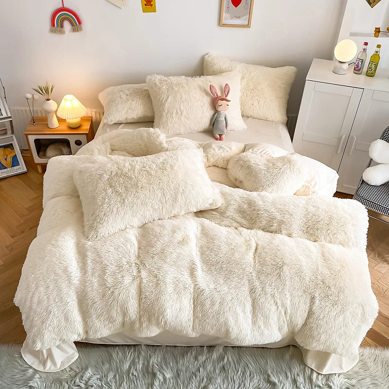 UBEST Ultra Soft Duvet Cover Sets Shaggy Plush Duvet Cover Faux Fur Bedding Luxury Wholesale Winter Plush Fluffy Bedding Set