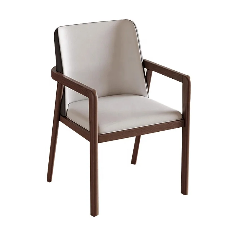 Nordic simple art solid wood chair dining chair armrest home mahjong new Chinese tea back office chair