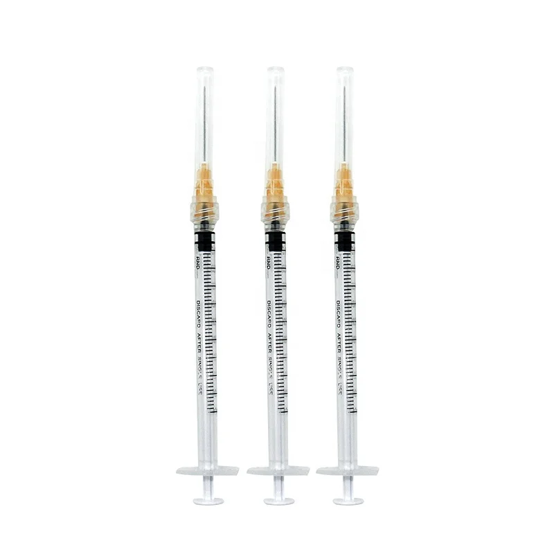 Дешевый шприц luer lock 1 мл с иглой 25 г * 1 дюйм для медицинского использования от китайского производителя