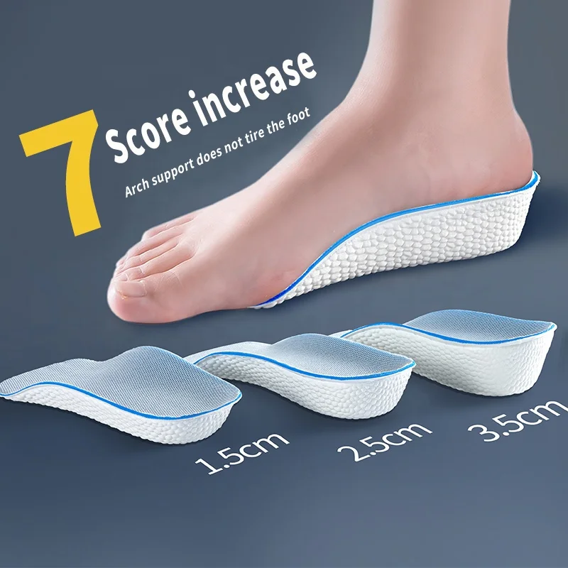 1.5-3.5CM Orthopedic Arch Support Insole Invisible Height Increasing Soft Elastic Light Weight Lift for Men Women Shoes Insoles