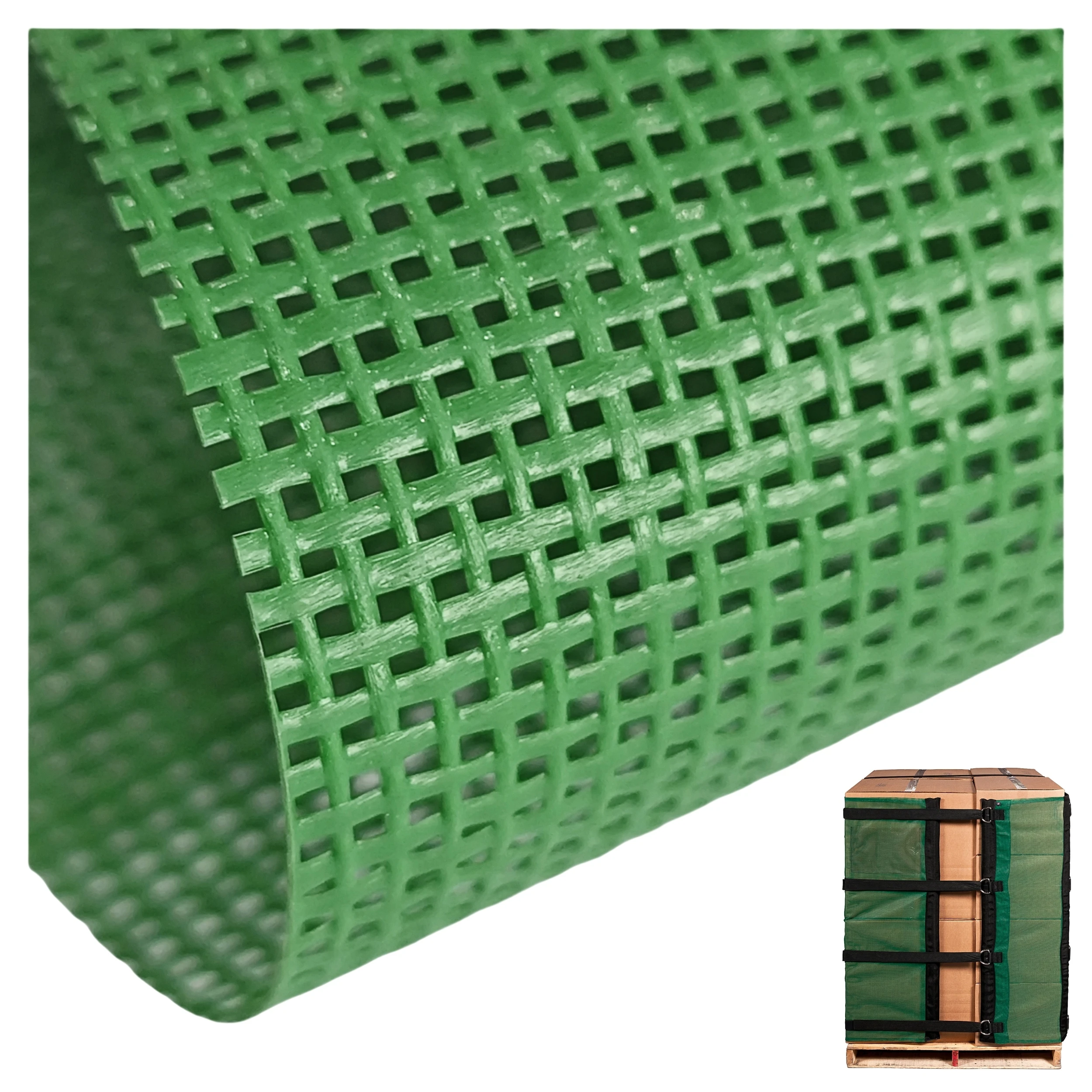 High Security of High Strength Breathable Coated PVC Mesh Fabric Alternative to Stretch Fim For Reusable Pallet Packaging Wrap