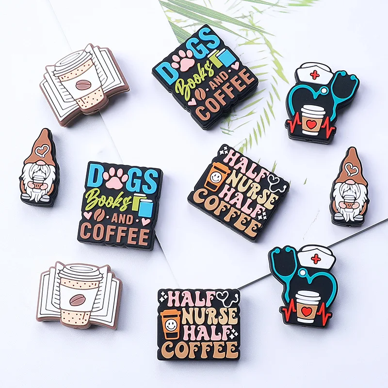 Silicone Beads Book Shaped Nurse Fuel Coffee Gnome Cups Dogs And Coffee Mug Book Silicone Focal Bead