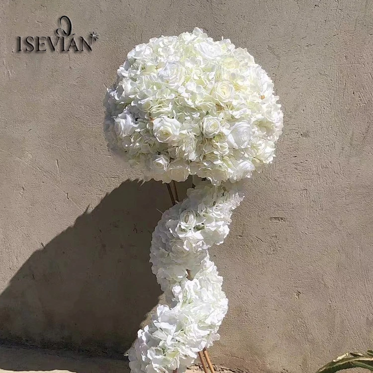 ISEVIAN цвета слоновой кости большая искусственная Роза и Гортензия цветочный шар центральные части для свадебного