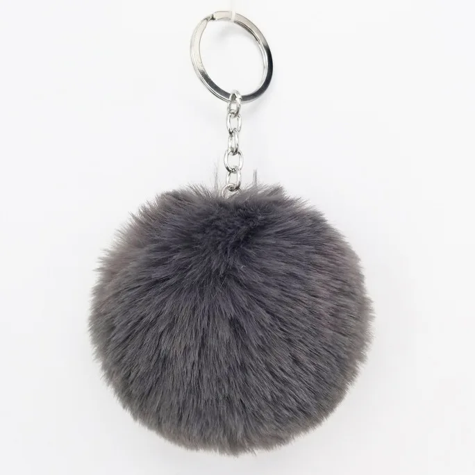 Cute Car Ball Keychain Fox Fur Pom Pon Ball Keychain