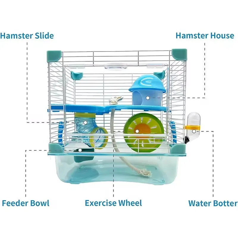 Joysing Portable Pet Cage Hamster Castle Hamster Cage With Water Bottle, Play Tube House
