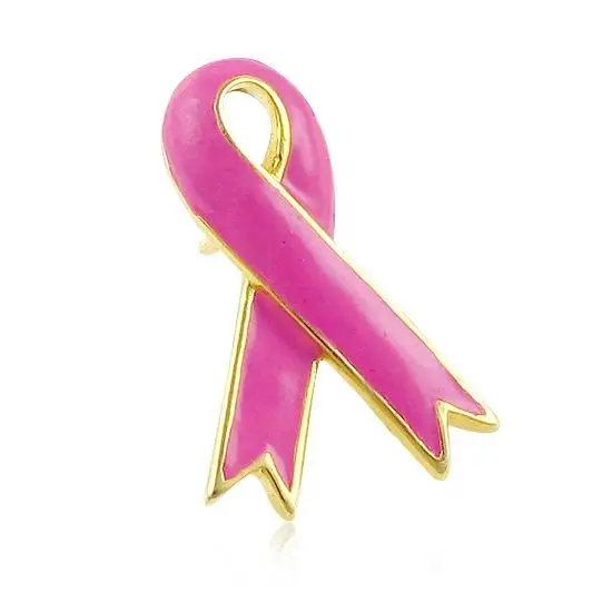 Wholesale Festival Lapel Pins Cancer Badge Awareness Women Pink Blue Red Ribbon Lapel Badge Enamel Pin