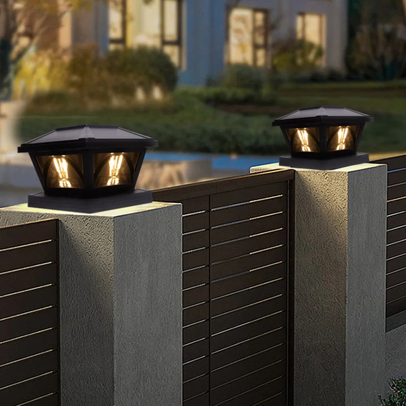 High quality decorative aluminum antique fence main gate pillar light garden lights