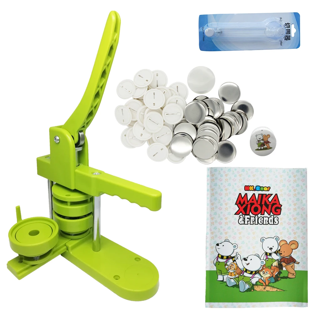 DIY 58mm 2 1/4' Wholesale Manual Personalized Metal Button Badge Making Machine With 100pcs Pin and 1 Paper Cutter