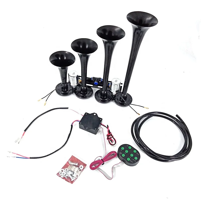12V 4 Trumpet Train Truck Air Horn Car Electric Control Air Horn