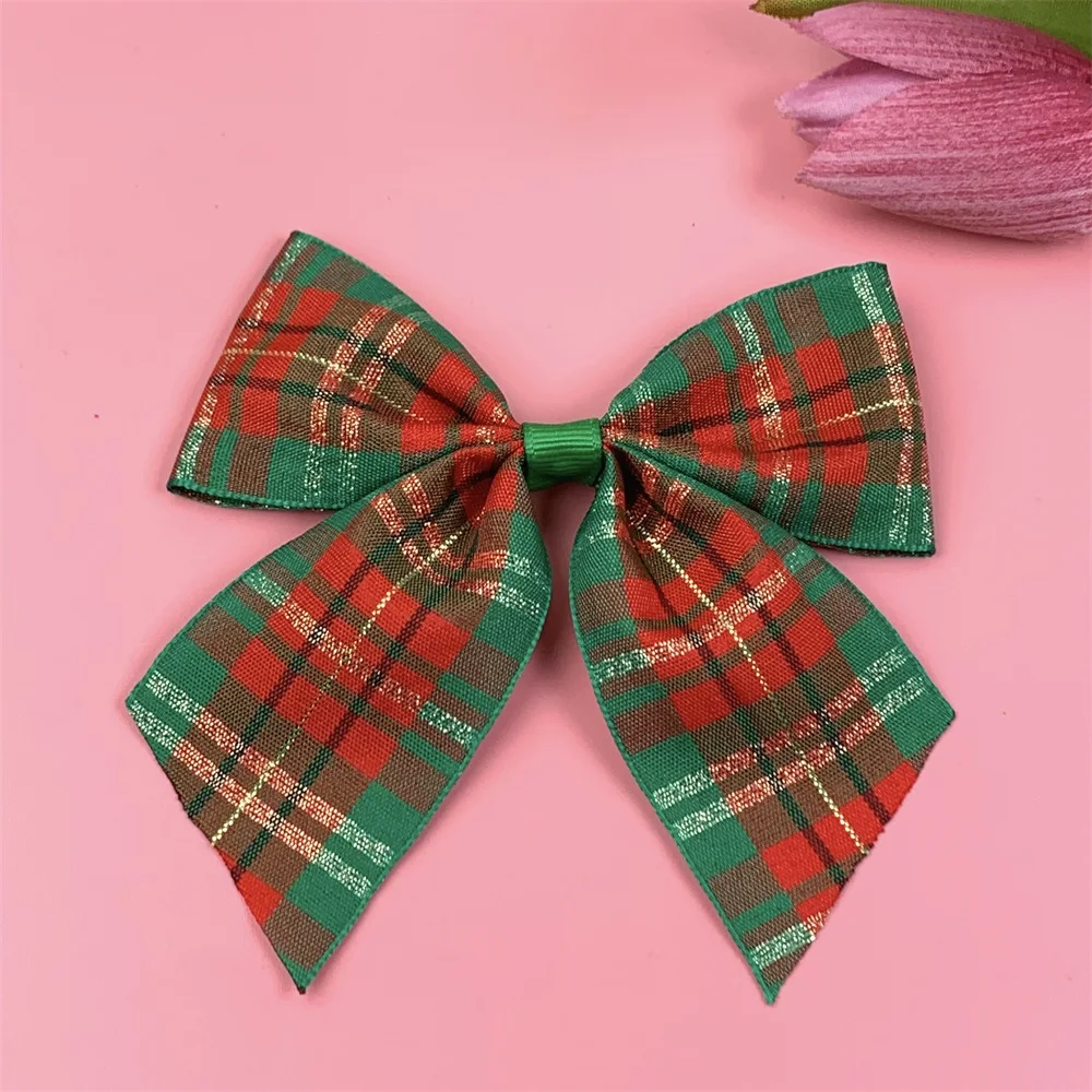 red glitter plaid ribbon hair bow girls cute tartan hair clip kids hair accessories