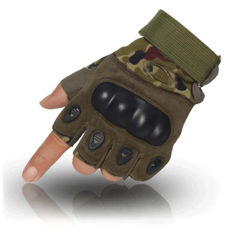 Half Finger Rubber Hard Knuckle Motorcycle Sports Outdoor Camping Shooting Tactical Gloves