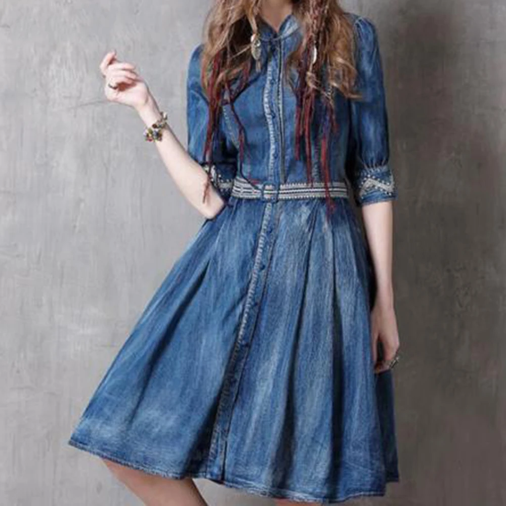 Newest fashion Elegant ladies denim dresses for women
