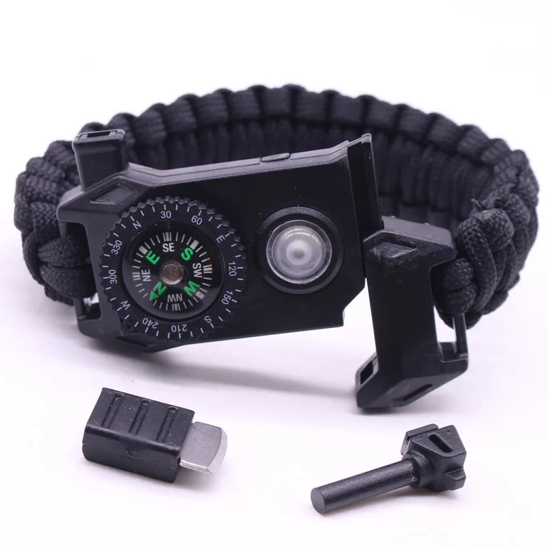 Camping Bracelet Survival Gear Kit with Embedded Compass, Fire Starter, Emergency Knife & Whistle Survival Bracelet