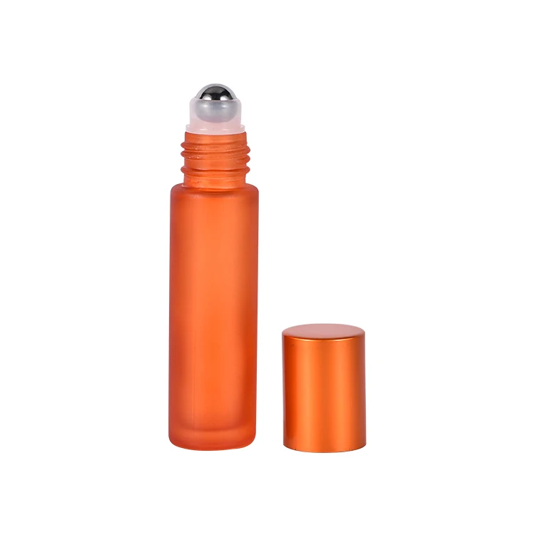Customized 10ml Transparent Mini Refillable Cylinder Glass Perfume Roll On Bottle With Roller Screw Top Lid